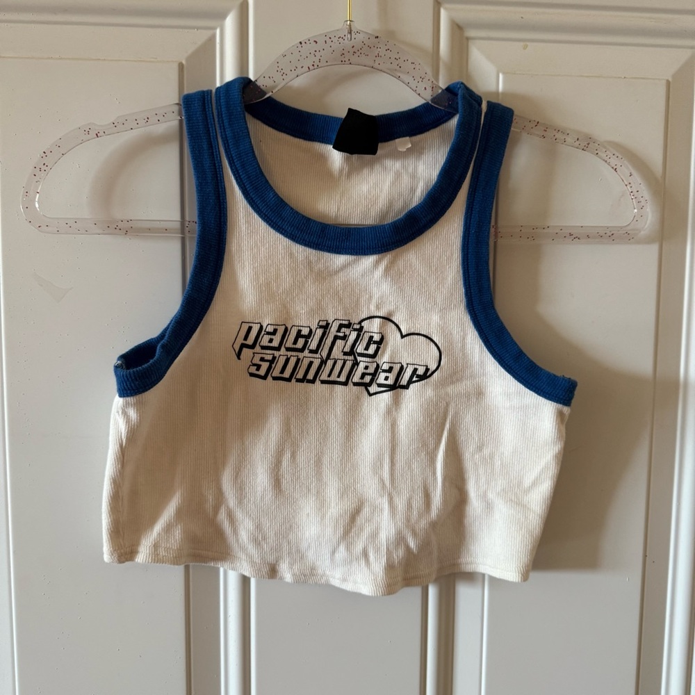 Pacific Sunwear Kids White and Blue Tank Top